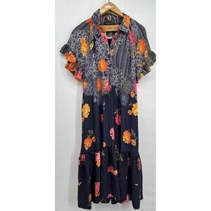 by  Anthropologie Me 2 Magic Womens Maxi Dress Black  Size L Floral Boho